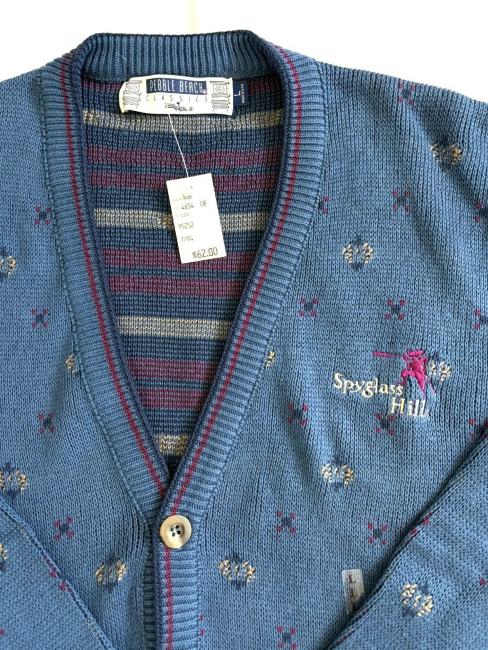 Pebble Beach Classics Spyglass Hill Blue Cardigan - Size L